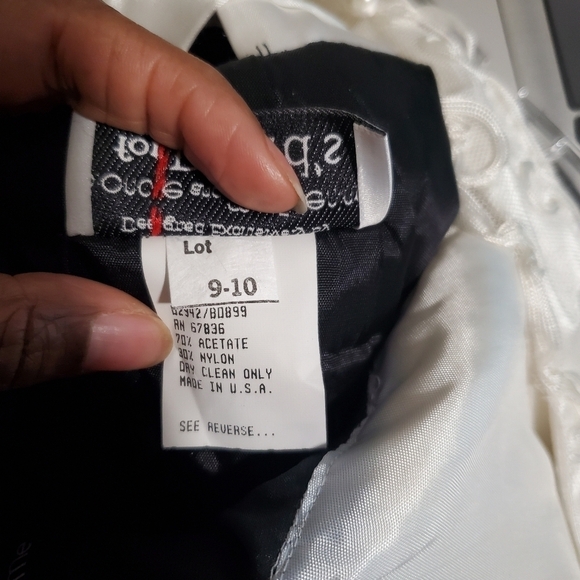 Vintage 80s Dillard's Satin and Velvet Evening Formal Dress Black/ White Size 9 - Picture 6 of 6